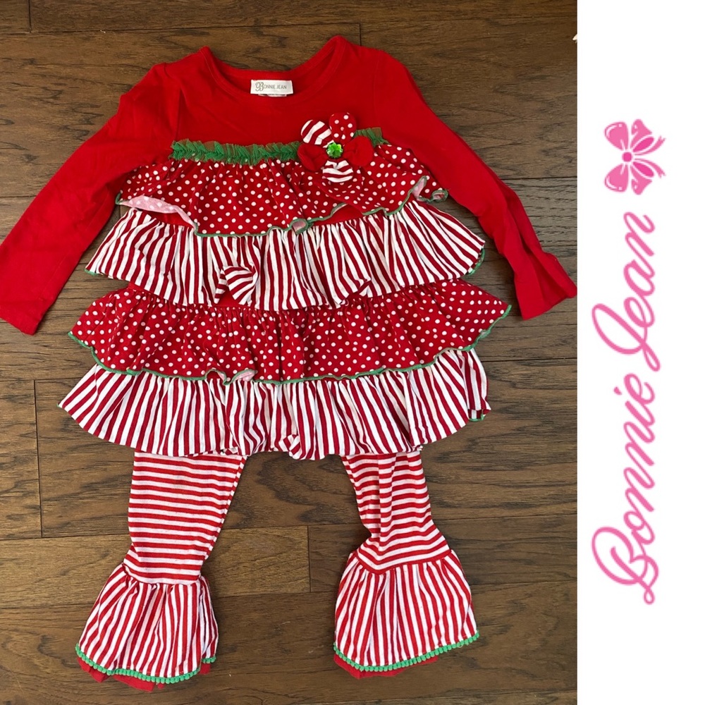 Bonnie Jean Holiday Christmas Ruffle Set Size 4T